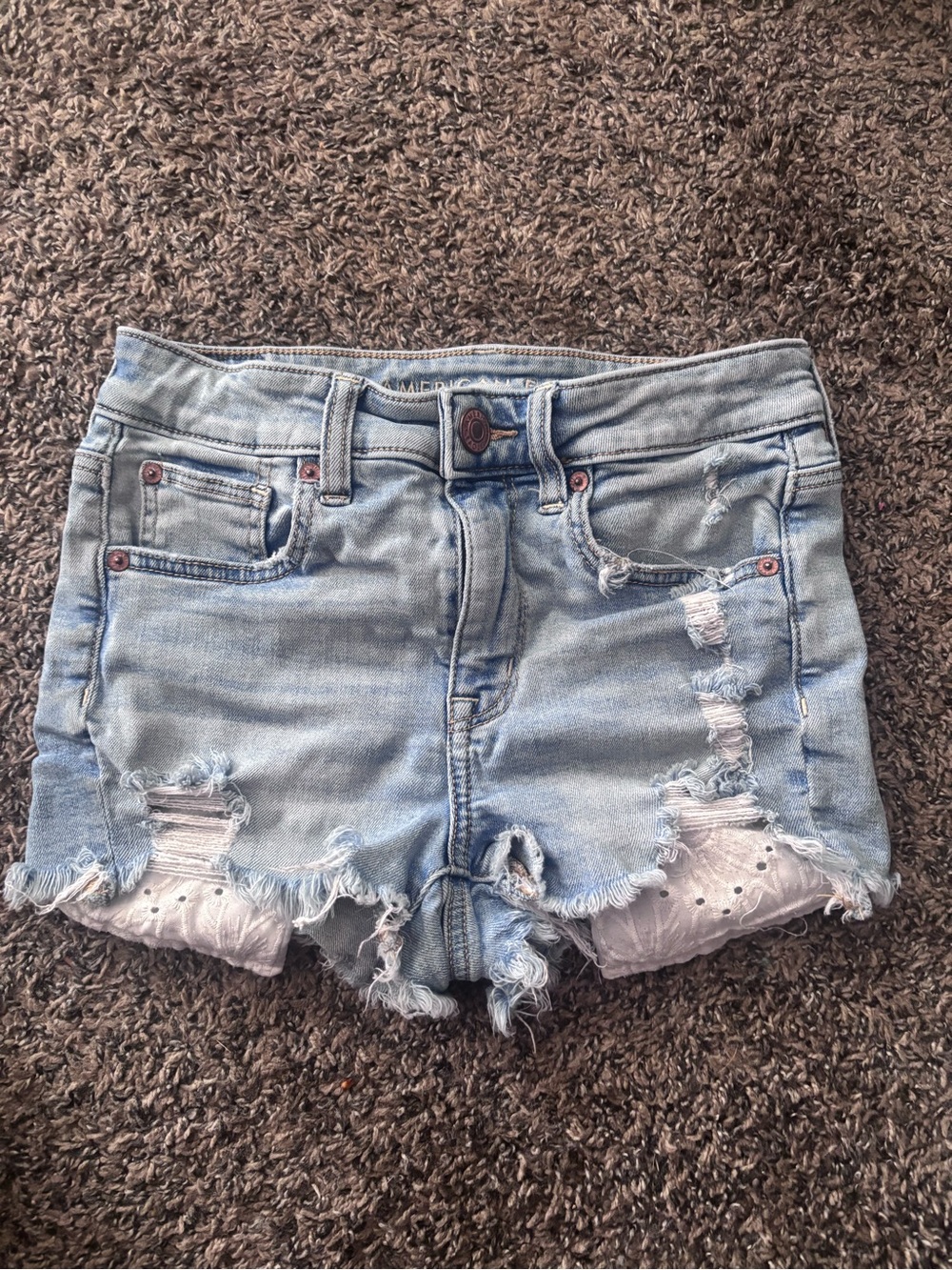 American Eagle Outfitters Light Blue Distressed Denim Cutoff Shorts